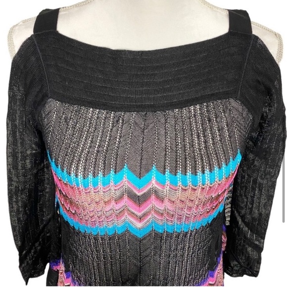 Missoni Chevron Coverup Black Pink Turquoise Purple Knit Sleeveless Dress 46 10 - Picture 6 of 15